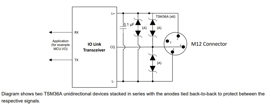 Application Circuit Diagram - Texas Instruments TSM36A TVS Surge Protection Diode
